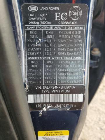 SALFP24NX8H020107 - 2008 LAND ROVER LR2 SE 蓝色 照片 13