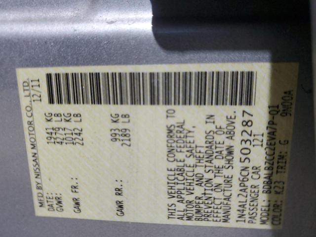 1N4AL2AP6CN503287 - 2012 NISSAN ALTIMA BASE SILVER photo 12