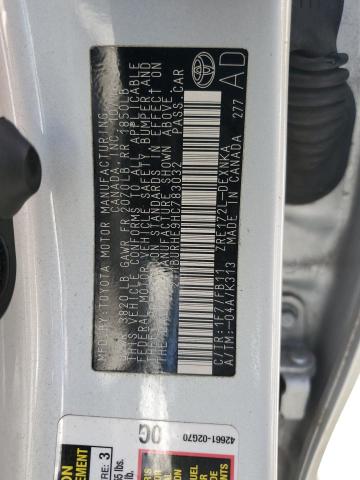 2T1BURHE9HC783032 - 2017 TOYOTA COROLLA L Argent photo 12