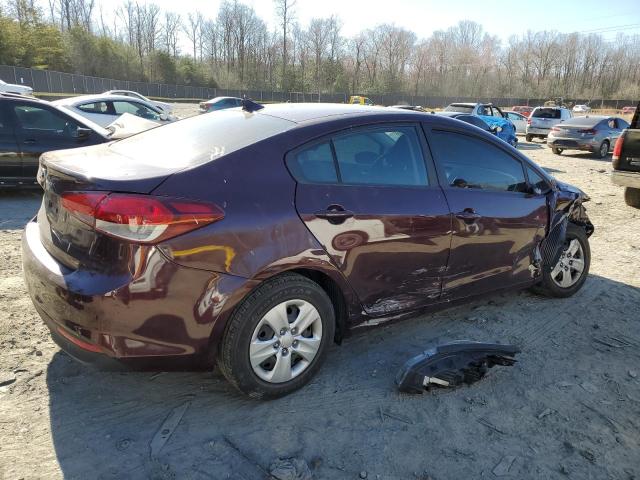 3KPFL4A77HE144555 - 2017 KIA FORTE LX BURGUNDY photo 3