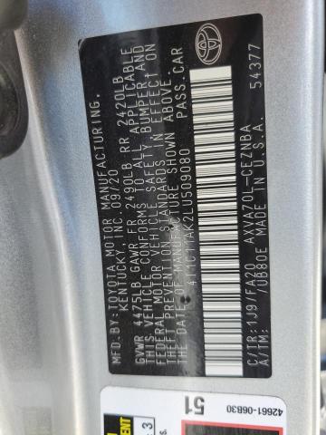 4T1C11AK2LU509080 - 2020 TOYOTA CAMRY LE SILVER photo 12