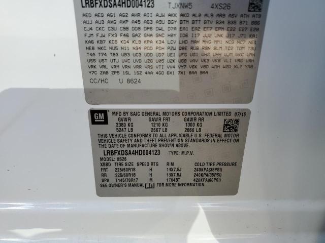 LRBFXDSA4HD004123 - 2017 BUICK ENVISION ESSENCE WHITE photo 12
