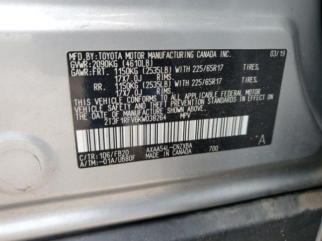 2T3F1RFV6KW038264 - 2019 TOYOTA RAV4 LE SILVER photo 13