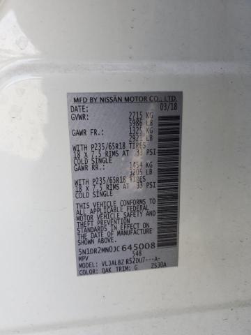 5N1DR2MN0JC645008 - 2018 NISSAN PATHFINDER S Beyaz fotoğraf 14