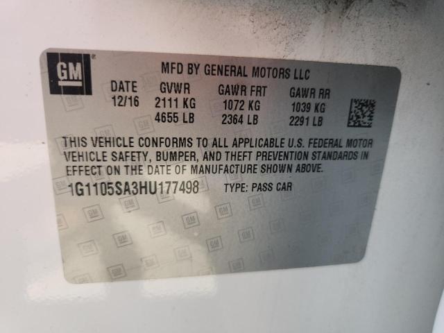 1G1105SA3HU177498 - 2017 CHEVROLET IMPALA LT 白色 照片 12