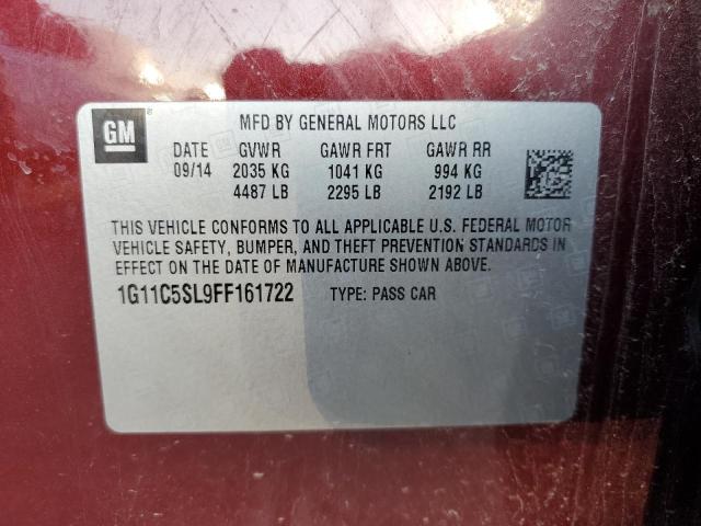 1G11C5SL9FF161722 - 2015 CHEVROLET MALIBU 1LT MAROON photo 12