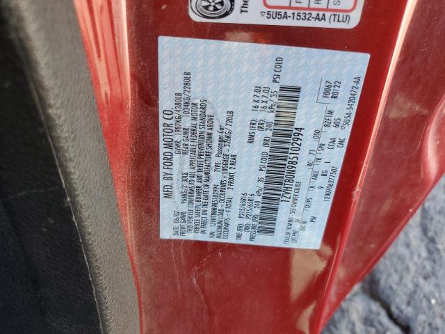 1ZVHT80N985102994 - 2008 FORD MUSTANG RED photo 12