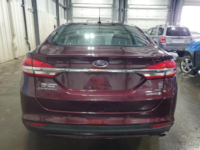 3FA6P0LU7JR154359 - 2018 FORD FUSION SE HYBRID BURGUNDY photo 6