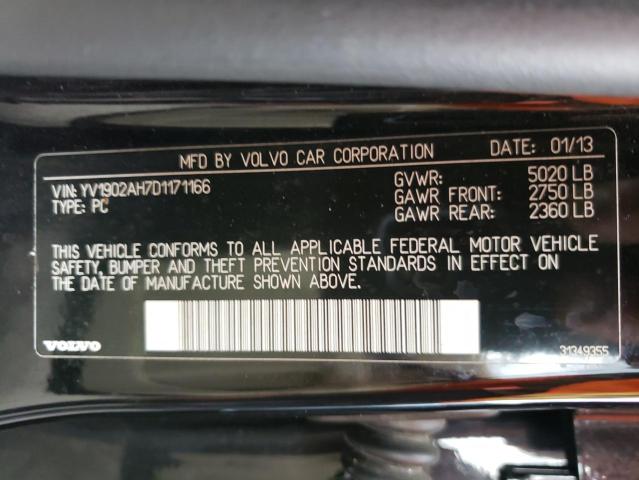 YV1902AH7D1171166 - 2013 VOLVO S80 T6 BLACK photo 12