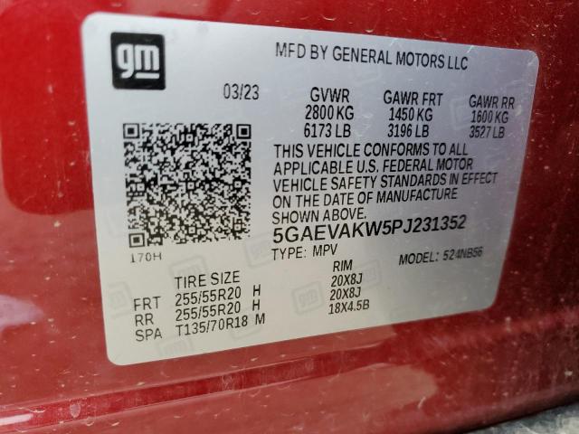 5GAEVAKW5PJ231352 - 2023 BUICK ENCLAVE ESSENCE RED photo 12