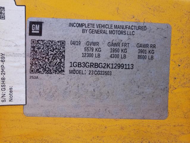 1GB3GRBG2K1299113 - 2019 CHEVROLET EXPRESS G3 YELLOW photo 10