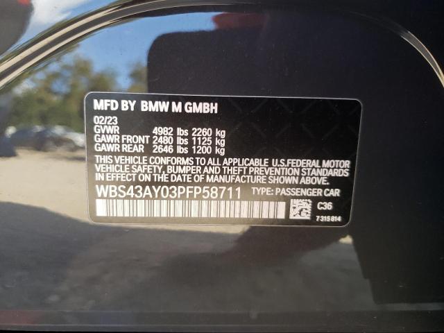 WBS43AY03PFP58711 - 2023 BMW M3 COMPETITION GRAY photo 12