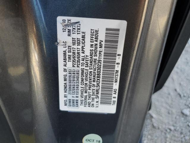 5FNRL5H2XBB030239 - 2011 HONDA ODYSSEY LX GRAY photo 13