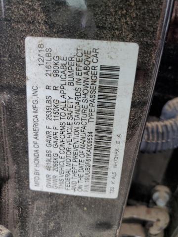 19UUB2F61KA009534 - 2019 ACURA TLX TECHNOLOGY 黑色 照片 12