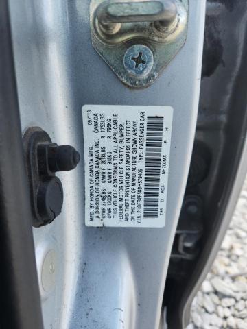 2HGFB2F58DH579406 - 2013 HONDA CIVIC LX Արծաթագույն լուսանկար 12