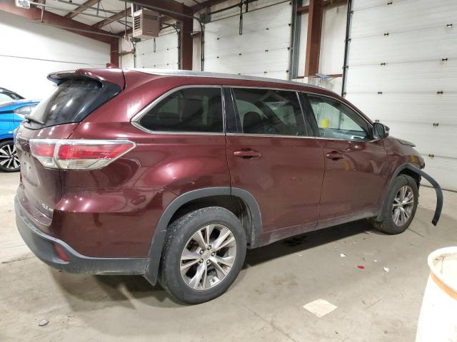 5TDJKRFHXES044608 - 2014 TOYOTA HIGHLANDER XLE BURGUNDY photo 3