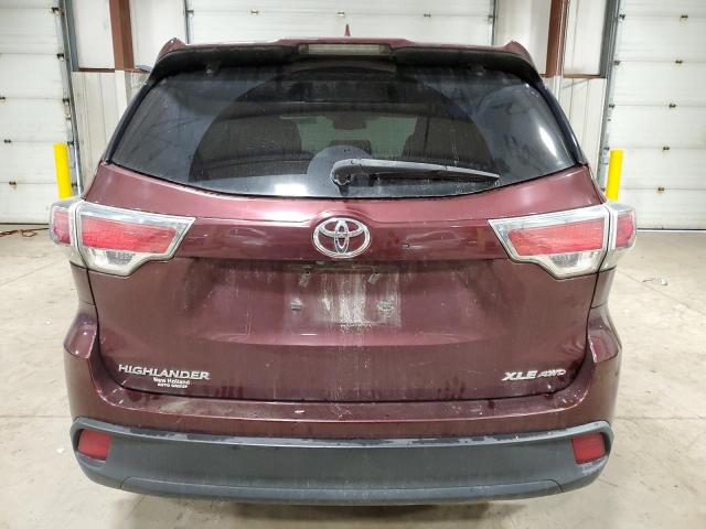 5TDJKRFHXES044608 - 2014 TOYOTA HIGHLANDER XLE BURGUNDY photo 6