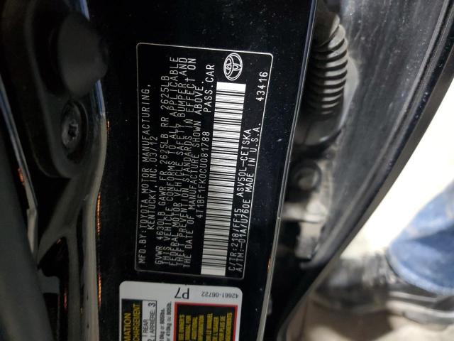 4T1BF1FK0CU081788 - 2012 TOYOTA CAMRY BASE Qara foto 12