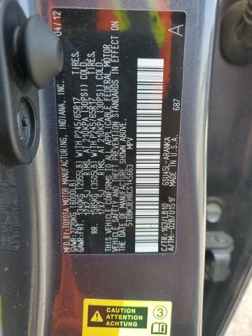 5TDBK3EH8CS145663 - 2012 TOYOTA HIGHLANDER BASE Сірий фото 13