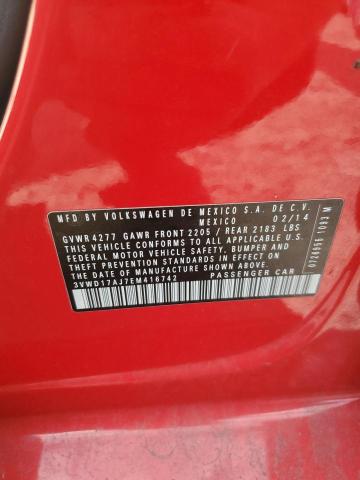 3VWD17AJ7EM416742 - 2014 VOLKSWAGEN JETTA SE RED photo 12