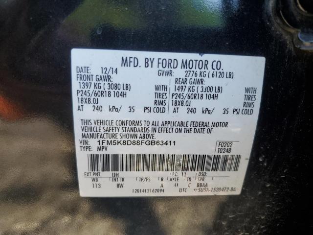 1FM5K8D88FGB63411 - 2015 FORD EXPLORER XLT BLACK photo 13