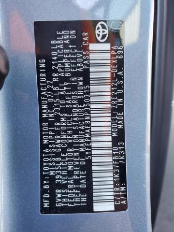 5YFEPMAE8NP350315 - 2022 TOYOTA COROLLA LE ნაცრისფერი ფოტო 13