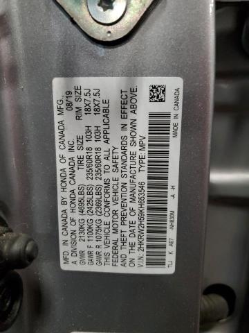 2HKRW2H59KH653546 - 2019 HONDA CR-V EX SILVER photo 14