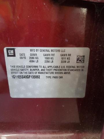 1G11E5SA8GF135882 - 2016 CHEVROLET MALIBU LIM LTZ 勃艮第红 照片 13