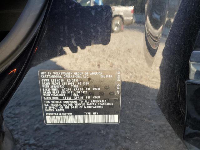 1V2RR2CA1KC607621 - 2019 VOLKSWAGEN ATLAS SEL BLACK photo 13