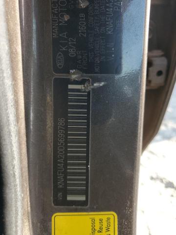 KNAFU4A20D5699786 - 2013 KIA FORTE EX GRAY photo 12