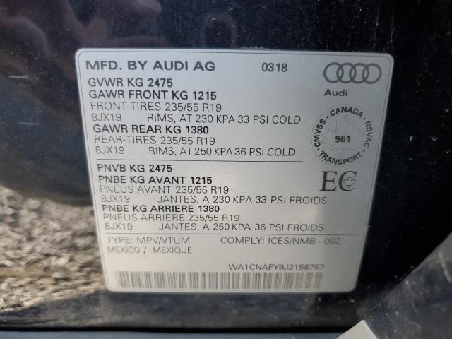 WA1CNAFY9J2158757 - 2018 AUDI Q5 PRESTIGE BLUE photo 13