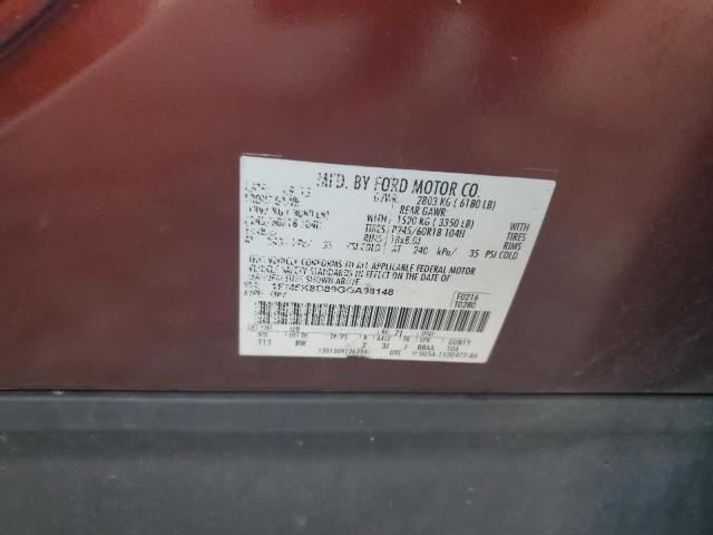 1FM5K8D89GGA98148 - 2016 FORD EXPLORER XLT Burgund zdjęcie 13