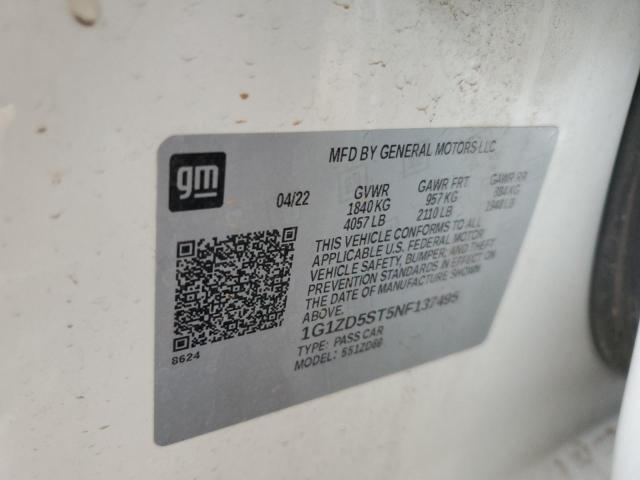 1G1ZD5ST5NF137495 - 2022 CHEVROLET MALIBU LT WHITE photo 12