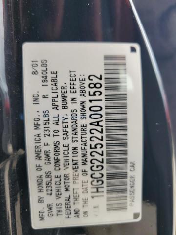 1HGCG22522A001582 - 2002 HONDA ACCORD EX BLACK photo 12