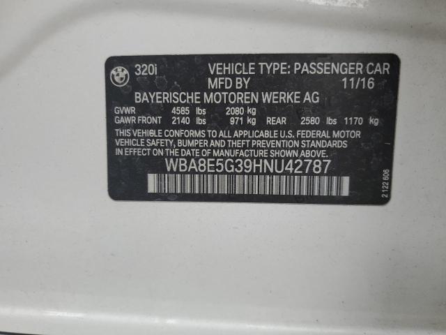 WBA8E5G39HNU42787 - 2017 BMW 320 XI WHITE photo 12