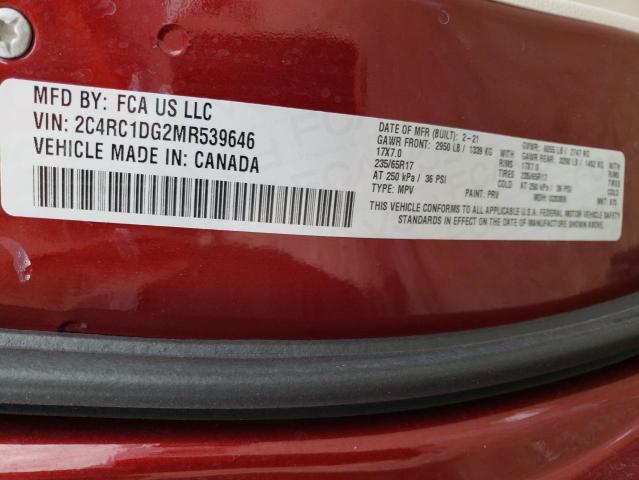 2C4RC1DG2MR539646 - 2021 CHRYSLER VOYAGER LXI BURGUNDY photo 13