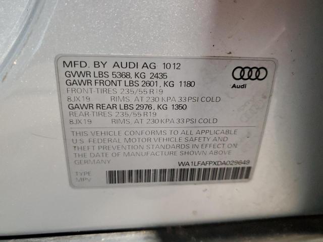 WA1LFAFPXDA029649 - 2013 AUDI Q5 PREMIUM PLUS SILVER photo 13