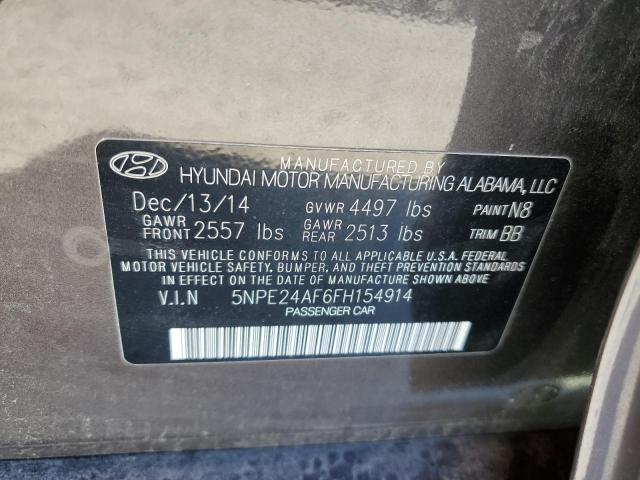 5NPE24AF6FH154914 - 2015 HYUNDAI SONATA SE GRAY photo 12