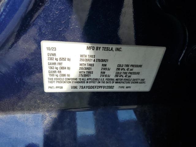 7SAYGDEF2PF912002 - 2023 TESLA MODEL Y Mavi foto 14