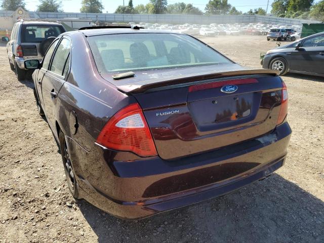 3FAHP0HA8BR160163 - 2011 FORD FUSION SE MAROON photo 3