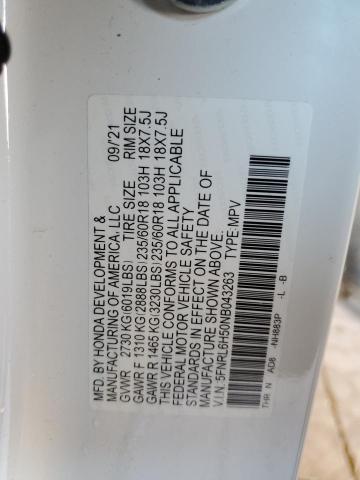 5FNRL6H50NB043263 - 2022 HONDA ODYSSEY EX WHITE photo 13