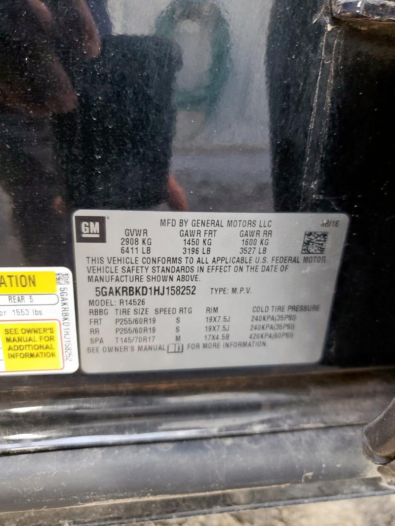 5GAKRBKD1HJ158252 - 2017 BUICK ENCLAVE 黑色 照片 13