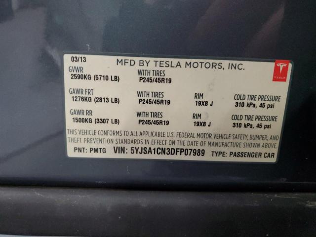 5YJSA1CN3DFP07989 - 2013 TESLA MODEL S Սև լուսանկար 12
