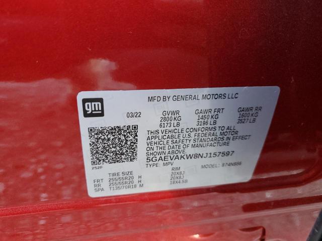 5GAEVAKW8NJ157597 - 2022 BUICK ENCLAVE ESSENCE 红色 照片 13