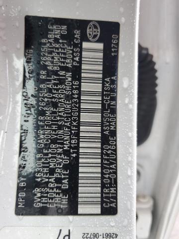 4T1BF1FK3GU234816 - 2016 TOYOTA CAMRY LE WHITE photo 12