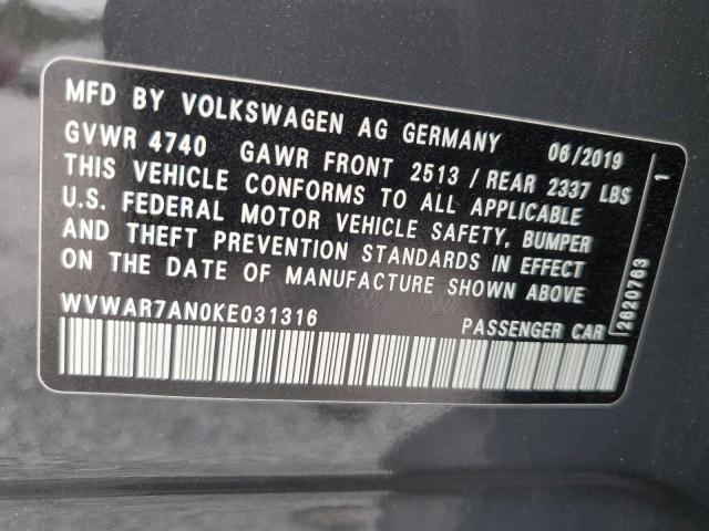 WVWAR7AN0KE031316 - 2019 VOLKSWAGEN ARTEON SE GRAY photo 13