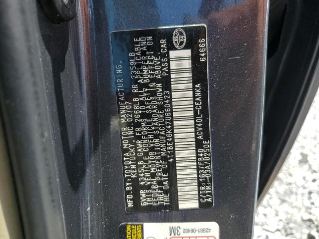 4T1BE46K47U660423 - 2007 TOYOTA CAMRY CE GRAY photo 13