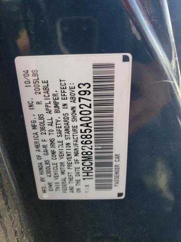 1HGCM82685A002793 - 2005 HONDA ACCORD EX BLACK photo 12