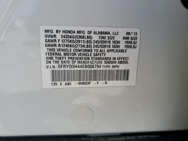 5FRYD3H44EB006794 - 2014 ACURA MDX TECHNOLOGY WHITE photo 13