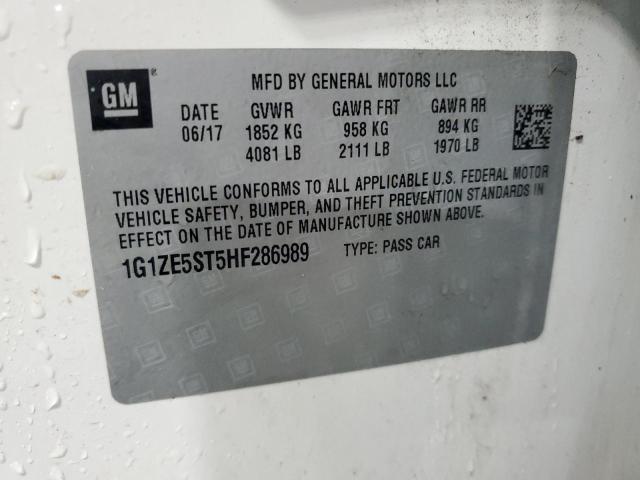 1G1ZE5ST5HF286989 - 2017 CHEVROLET MALIBU LT WHITE photo 12